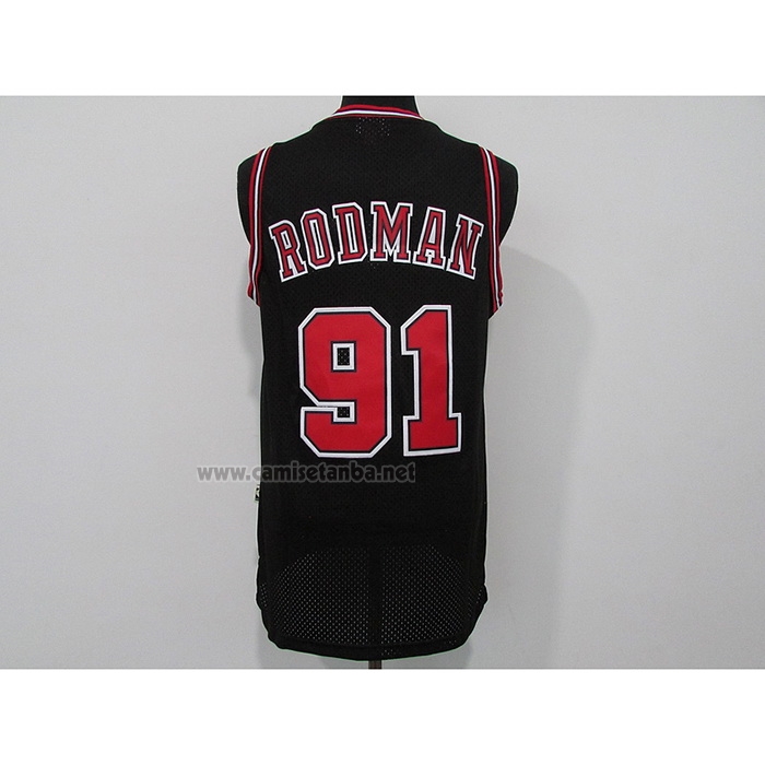 Camiseta Chicago Bulls Dennis Rodman #91 Mitchell & Ness 1997-98 Negro